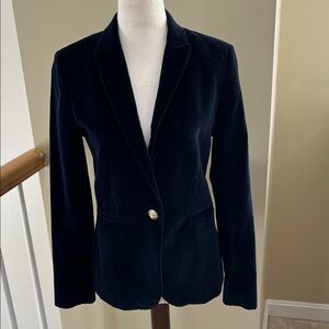 Massimo Dutti Navy Blue Velvet Blazer Size 6